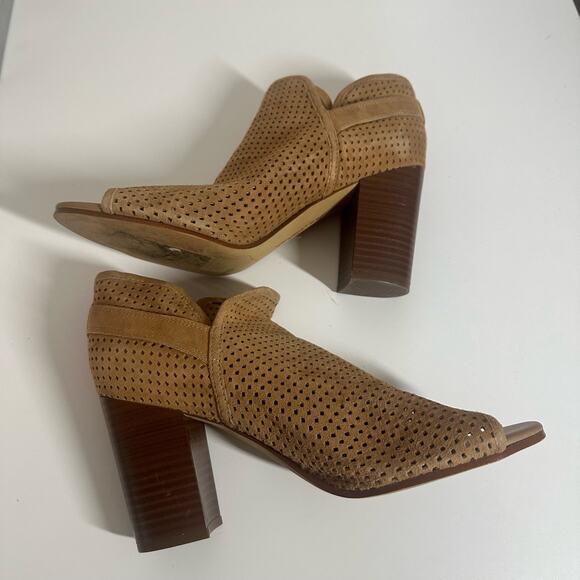 Sam Edelman Brown Perforated Peep Toe Easton Booties Size 8.5 - Picture 9 of 10